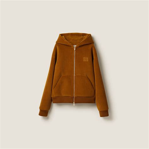 Ochre Corduroy Hoodie Jacket .